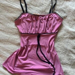 Vintage Y2K Pink A Byer‎ Babydoll Tank Top Medium Fairy Coquette Dainty